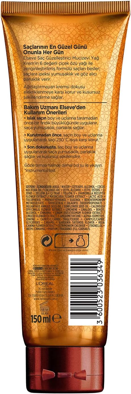 L'Oreal Paris Elseve Miraculous Oil Hair Beautifuling Cream 150 ml - For Dry and Hard Hair