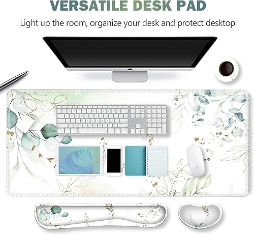 Miniatura 105 de ARTSO Juego de alfombrillas de mouse grandes para juegos, soporte para reposamuñecas para teclado + cojín de muñeca para mouse + alfombrilla de