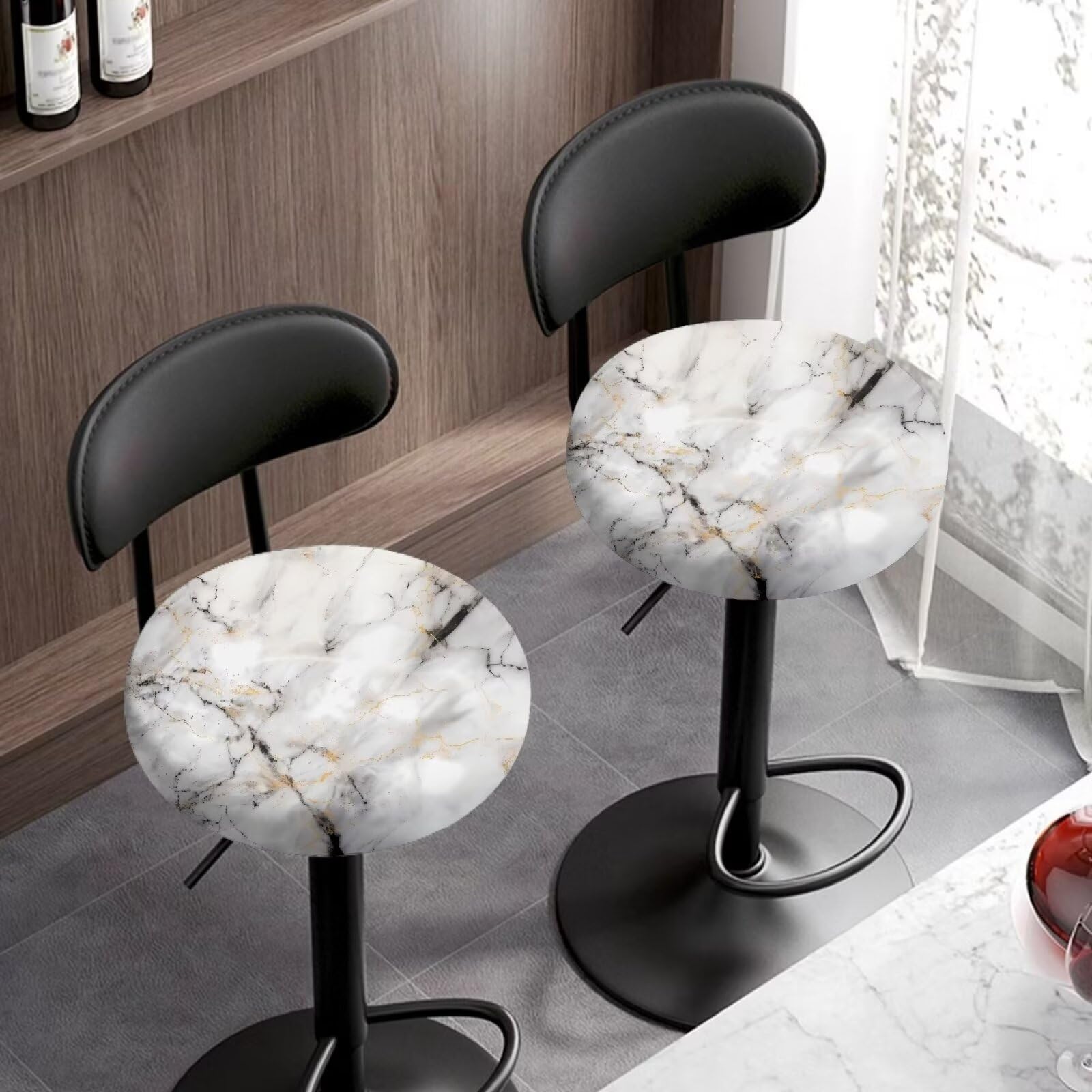 Stool Covers Pevtufa Vintage Burgundy Bar Stool Cover Round Seat