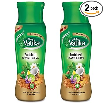 DABUR Vatika Enriched Coconut Hair Oil: Clinically Tested To Reduce 50% Hairfall In 4 Weeks, 300 ml (Pack of 2)