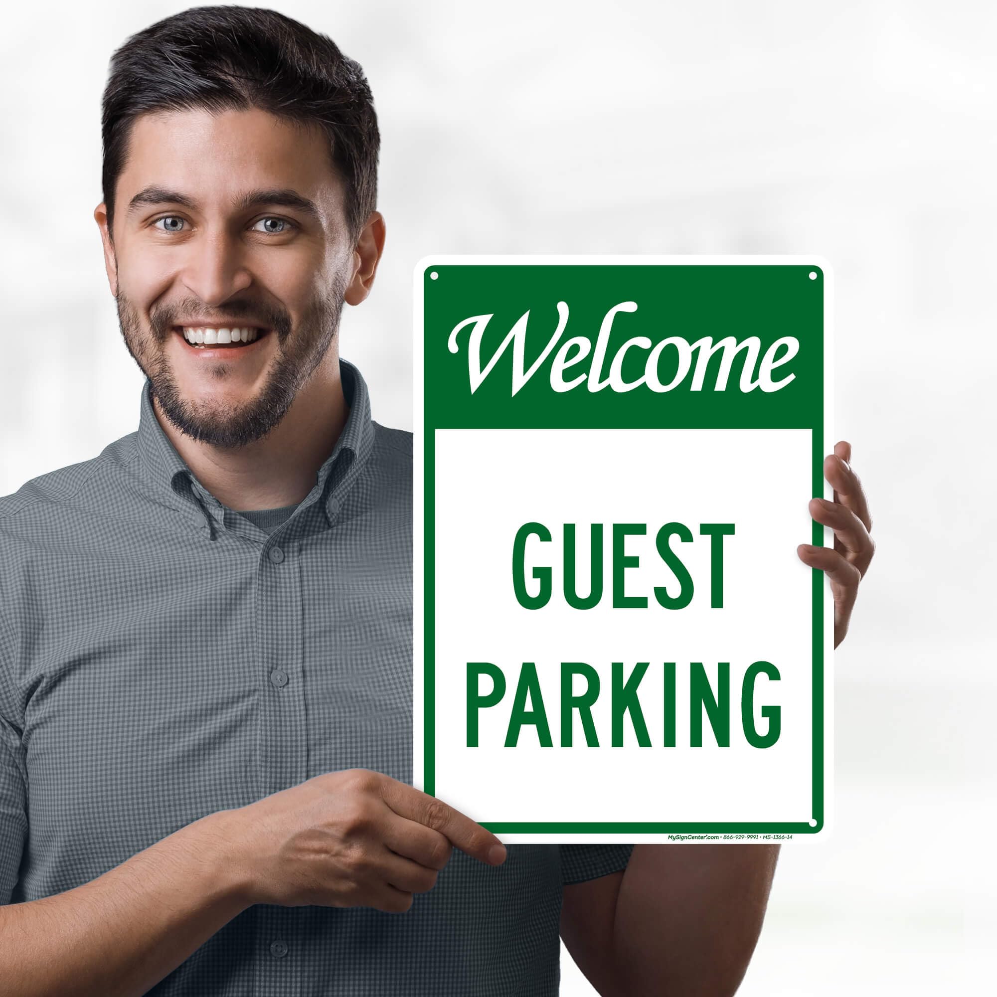 Guest Parking Sign, 10x14 Inches, 55 mil thick HDPE (high density polyethylene), Made in USA by My Sign Center