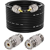 Vista 46 de Cable coaxial CB, cable coaxial RG58 de 25 pies, cable PL259 macho a macho + adaptador SO239 hembra a SMA/UHF/BNC, paquete de 4 unidades para antena