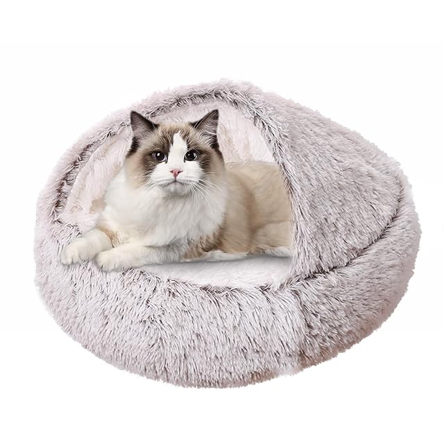 Foto 6 de 8 de Nido de felpa para mascotas, lavable, cálido rincón de dormir para mascotas, cama portátil para mascotas