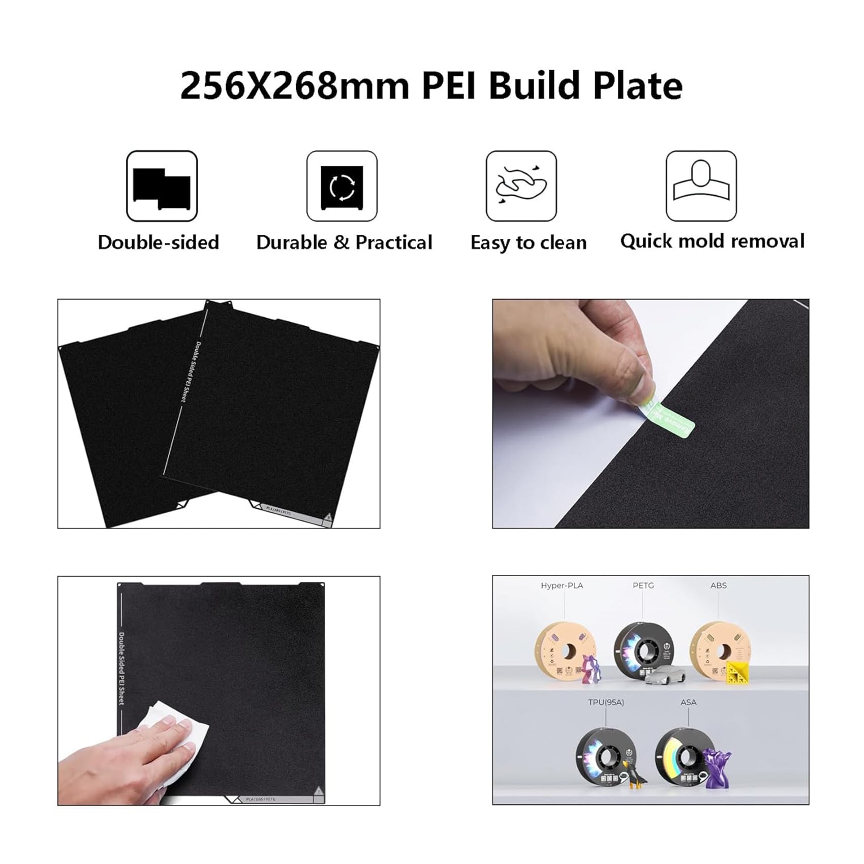 Piano Stampa PEI Per Anycubic Kobra 3 - Doppia Faccia Liscia/Texture, 256x268mm - Foto 7