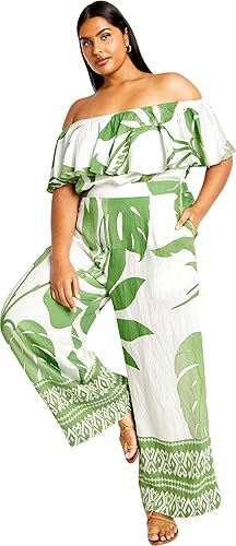 City Chic Women's Plus Size Peta Border Jumpsuit, 16