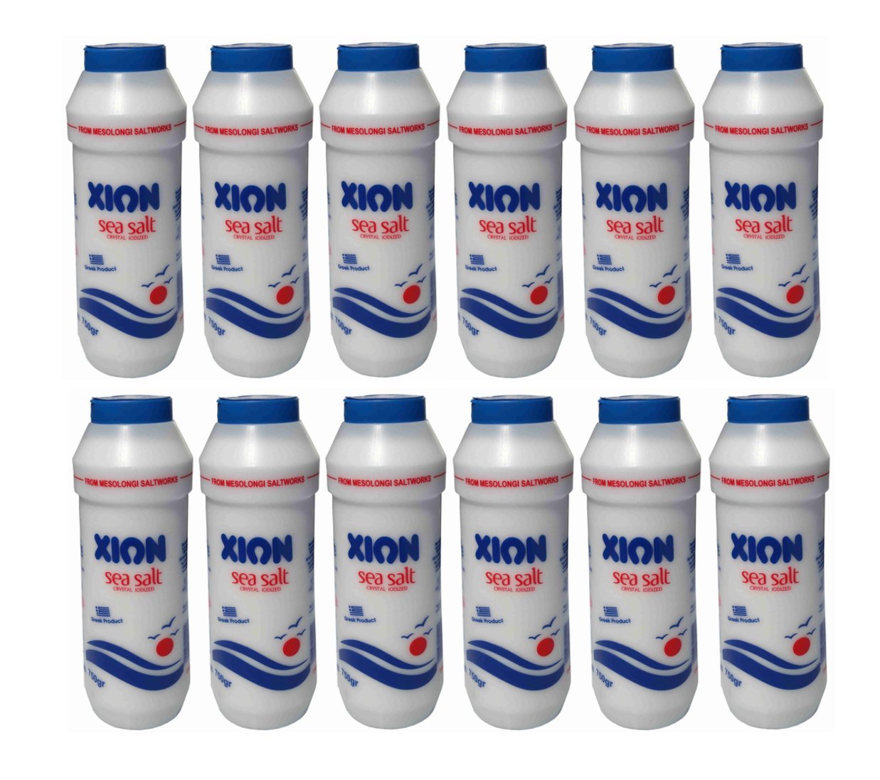 12x 750g Spender feines Meersalz aus Mesologgi Griechenland griechisches Meer Salz fein gleichmäßig körnig gemahlen + Probiersachet Olivenöl von Kreta