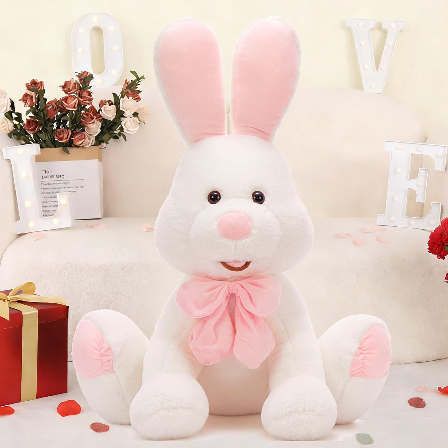 MorisMos Large Bunny Stuffed Animal 31.5'' Giant Stuffed Rabbit Toy for Kid Girl Boy,USA-Designed White Big Rabbit Plush, Jumbo Bunny Gifts for Easter