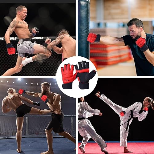 Miniatura 6 de LiMMAX Guantes de boxeo de kickboxing, guantes de MMA para hombres y mujeres, guantes de boxeo de medio dedo, guantes de boxeo, guantes de boxeo