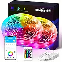 Vista 1 de DAYBETTER - Tira de luces LED RGB inteligentes, luces LED de 50 pies para dormitorio con control de aplicación, cambiantes, multicolor