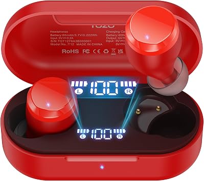 TOZO Wireless Earbuds Bluetooth 5.3 Headphones Premium Sound Performance Touch Control LED Digital Display Wireless Charging Case Earphones Black