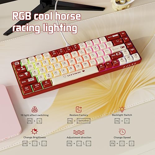 Miniatura 3 de AJAZZ AK680 Teclado mecánico para juegos y mouse Combo de teclas PBT intercambiables en caliente, teclas completas retroiluminadas RGB teclas