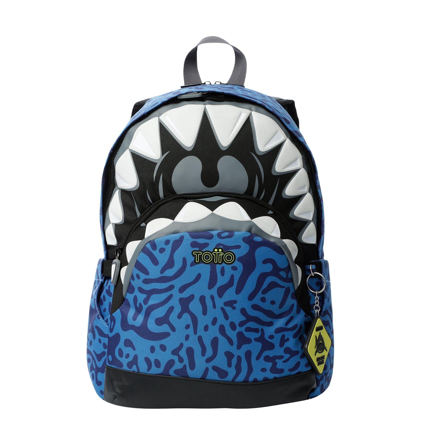 TOTTO Mochila Infantil, Modelo Sharky M, Mochila Mediana, Capacidad 15 L, 2 Compartimentos, 2 Bolsillos para Botella, Organizador Interno, Correas Acolchadas, Resistente y Duradera, Color Azul
