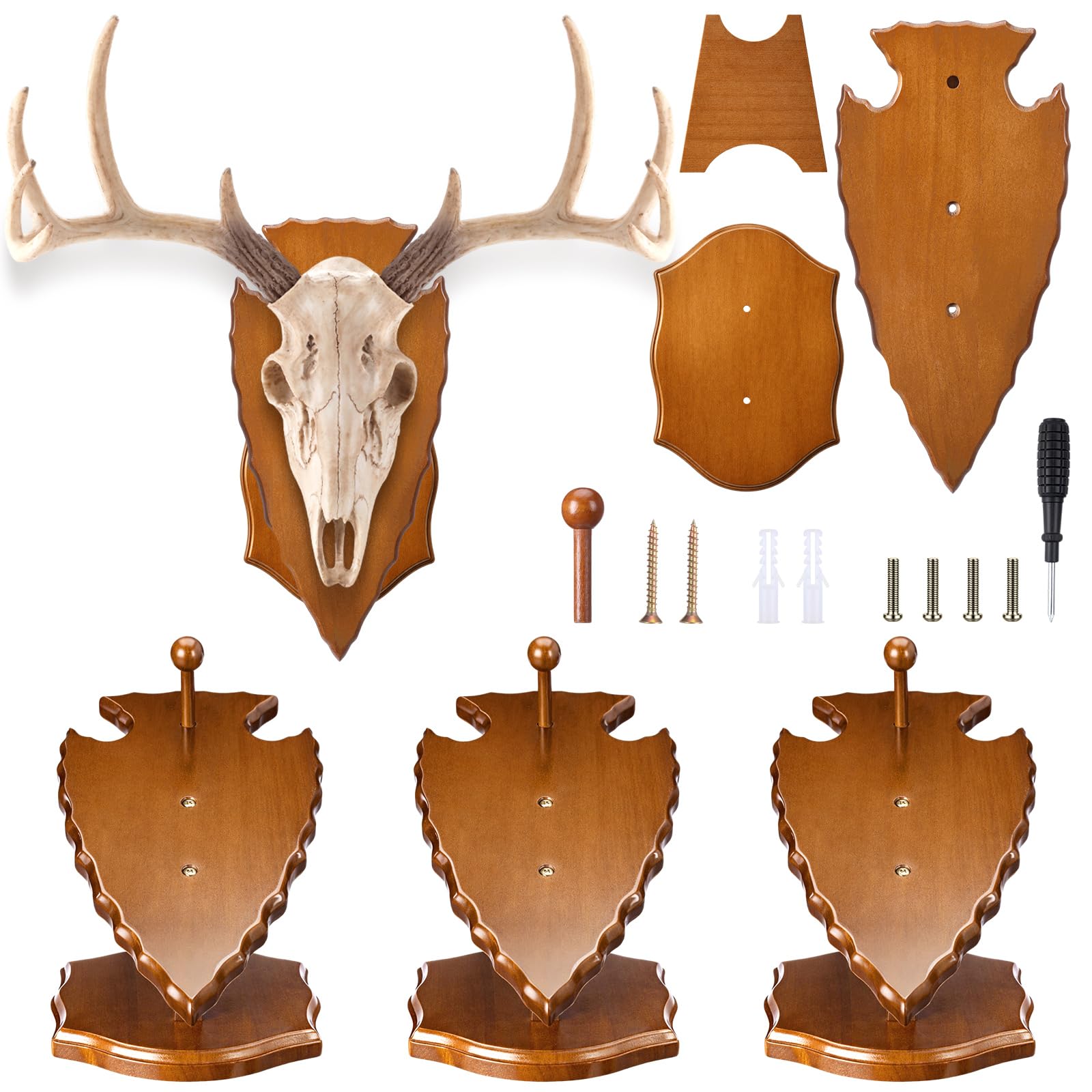 Amazon.com: Leinuosen 3 Set Deer Skull Mount Kit Wooden Antler