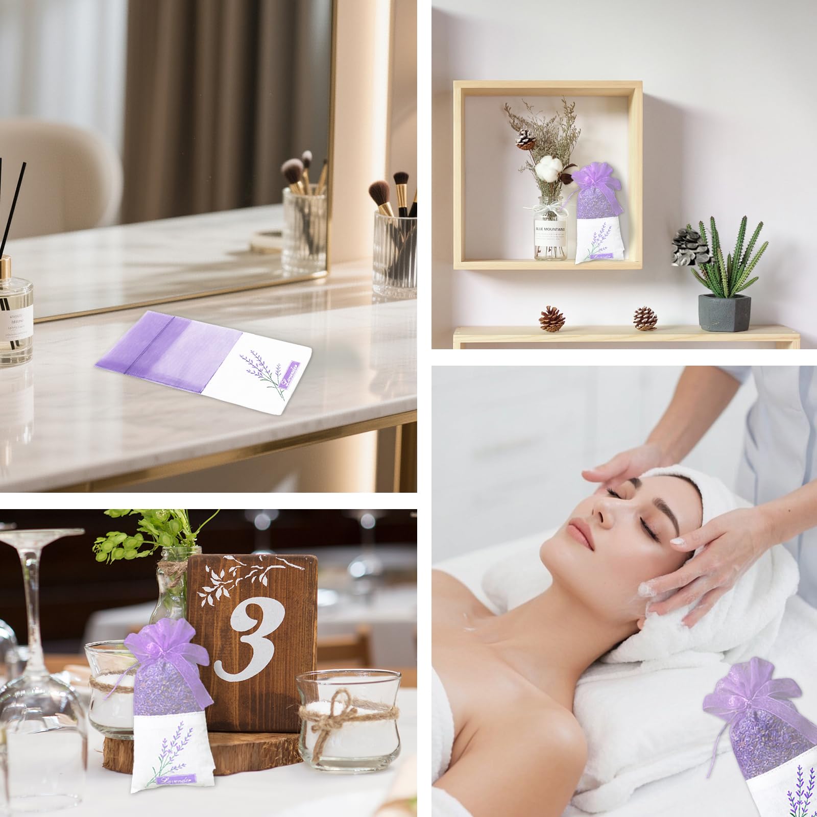 40 Pcs Sachet Vide pour Lavande Sacs De Sachet De Motif De Lavande Vide avec 40 Cordon De Serrage pour Ranger des Plantes Herbacées Et De Petits Objets(Violet Pâle)