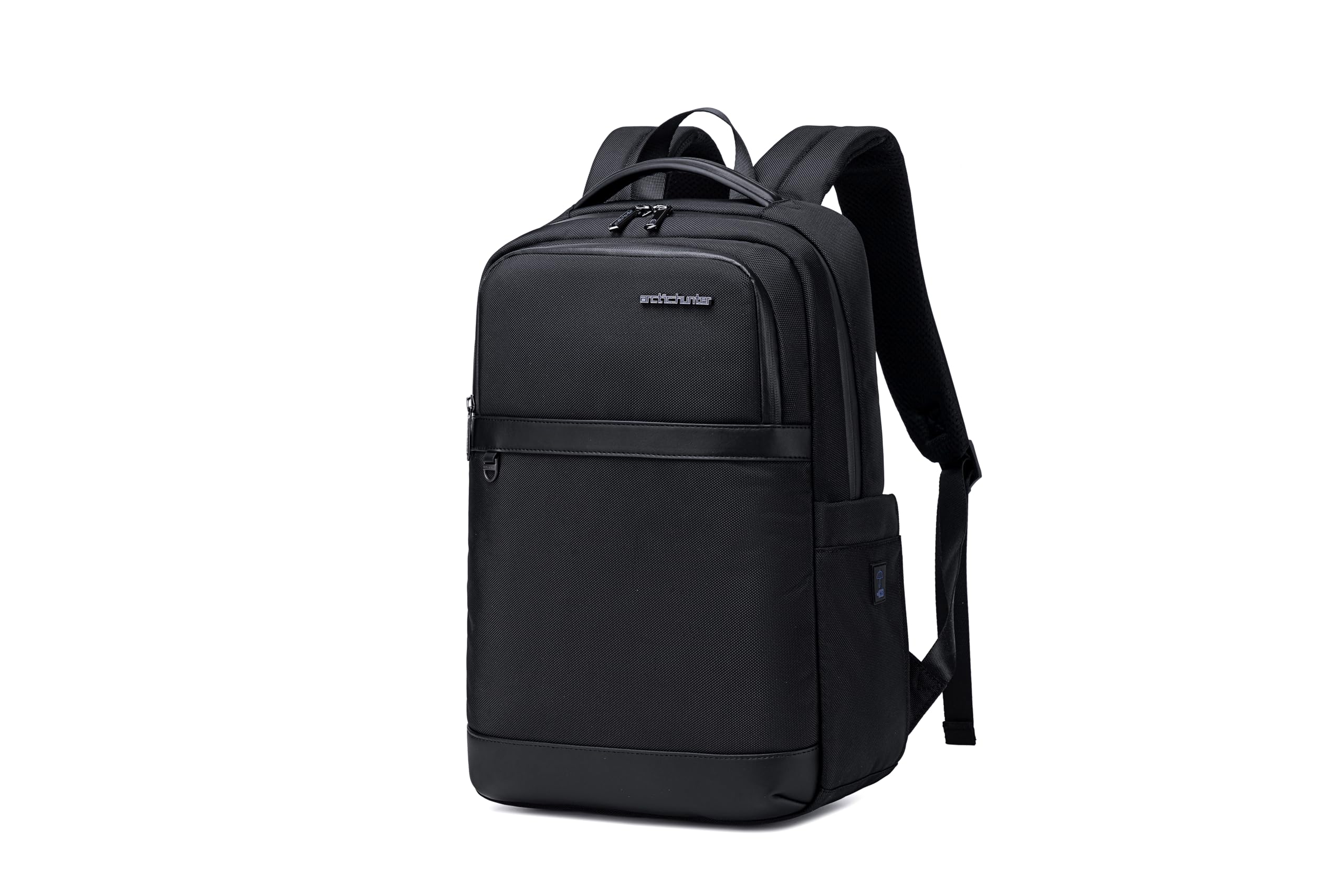 Slim Backpack for Men 20L Office Laptop Backpack with 15.6-inch Laptop Pocket Premium Polyester Water-resistant Light-weight Laptop Bag for College Business Commuter,Black