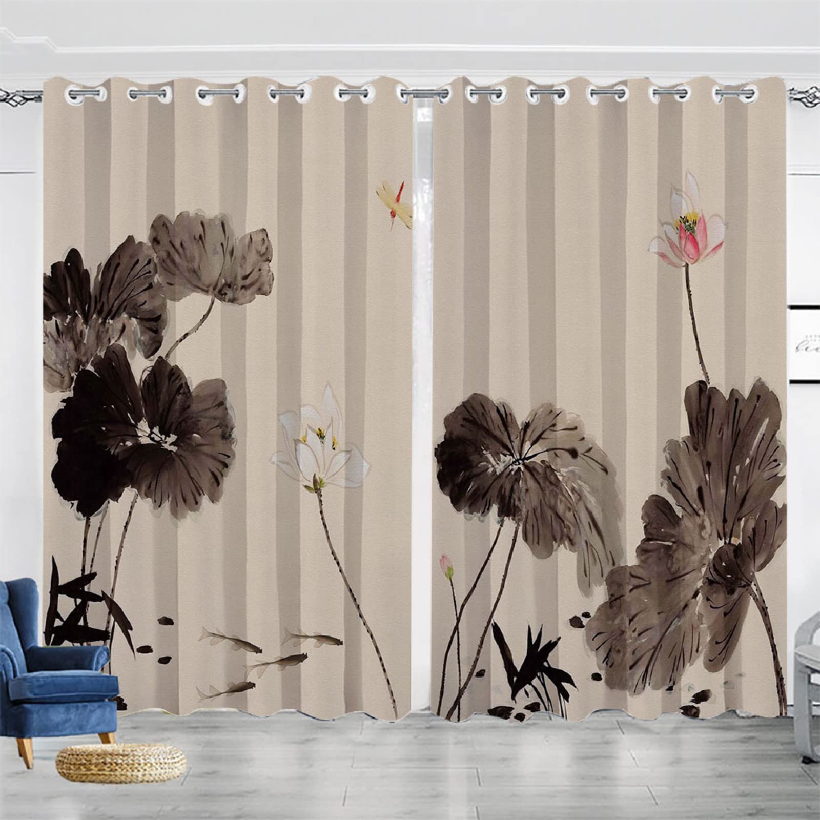 Vorhang Blickdicht Verdunklungsvorhänge Gardienen 2-SetBlume 150x166cm