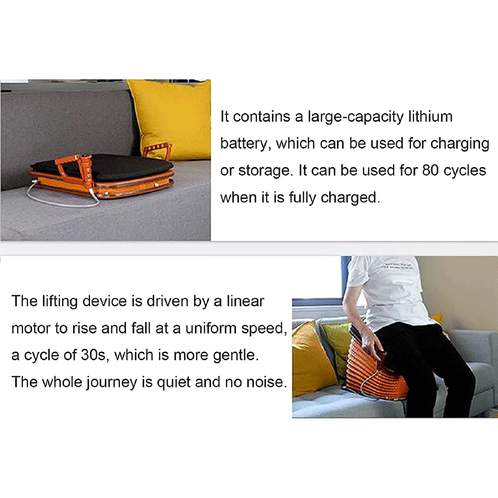 Coussin de levage motorisé - Aide à la mobilité portable et sûre avec support jusqu'à 330 lb pour soulever les chaises Handicap Sofa Stand Assist, pour personnes âgées handicapées et handicapées
