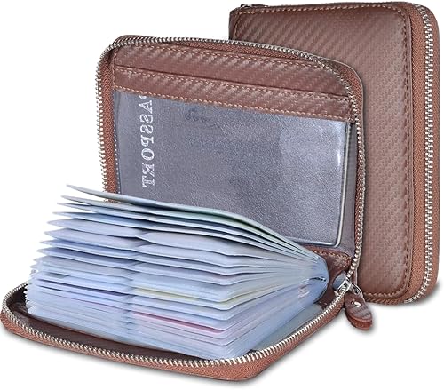 Tarjetero para tarjetas de crédito, cartera grande, de cuero, funda para pasaporte, 42 ranuras para tarjetas