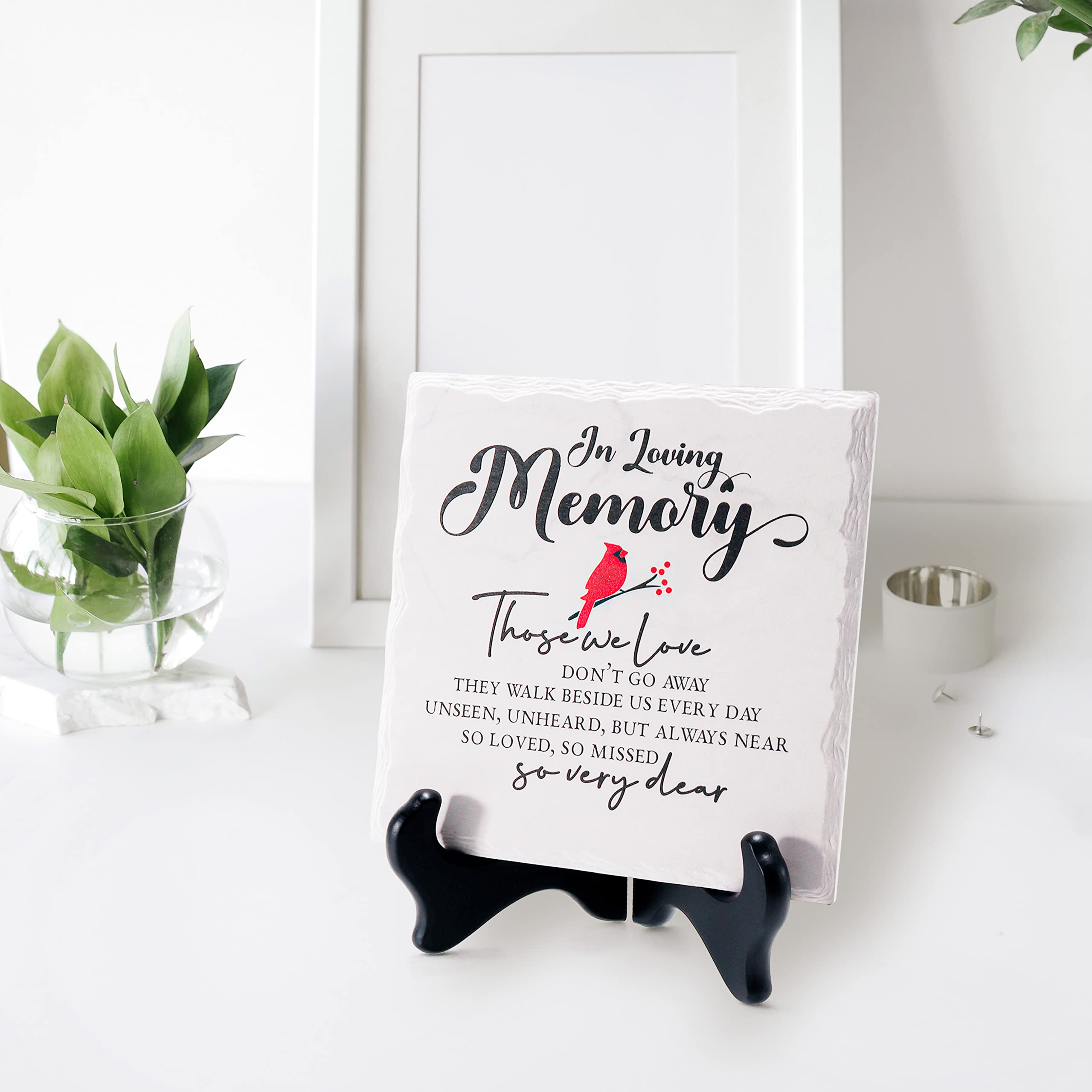 Erinnerungsschild „In Loving Memory“ Mit Holzständer – Trostgeschenk Bei Verlust, Auch Als Handyhalter Nutzbar