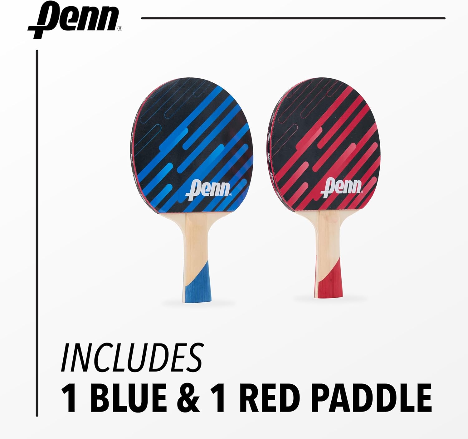 Penn 2-Player Table Tennis Paddle Set - 2 x 3.0 Paddles, 3 Balls & Storage Pouch - Ping Pong Rackets with Balanced Sponge Backing, Competition Rubber & Ergonomic Handle - Outdoor Sports