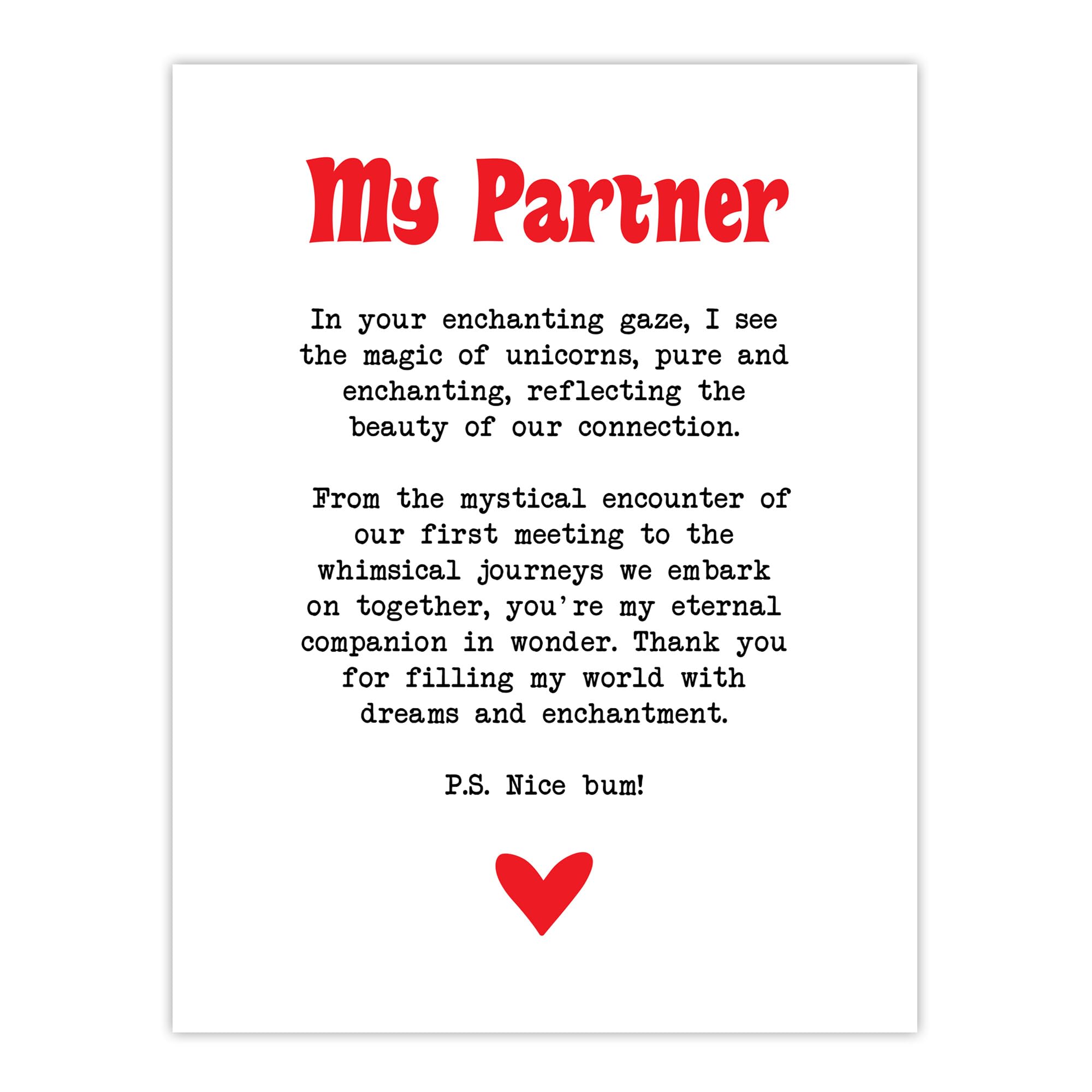 Artery8 Love Poem Unicorn Magic Partner Romantic Poetry Bedroom Extra Large XL Wall Art Poster Print