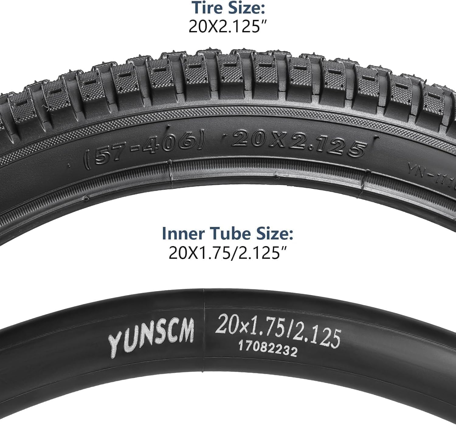 YunSCM 2PCS Pieghevole 20 Pollici Pneumatici 20x2.125 ETRTO 57-406 e 20 Pollici Camera d' Aria AV32mm