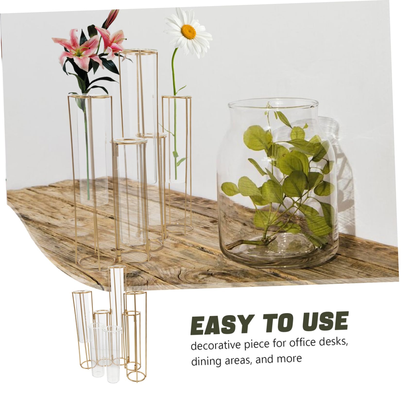 Vases Hydroponiques Verre Tubes à Essai pour Fleurs Jardinière Transparente Support De Plantes pour Décoration De Bureau Salon Et Mariage
