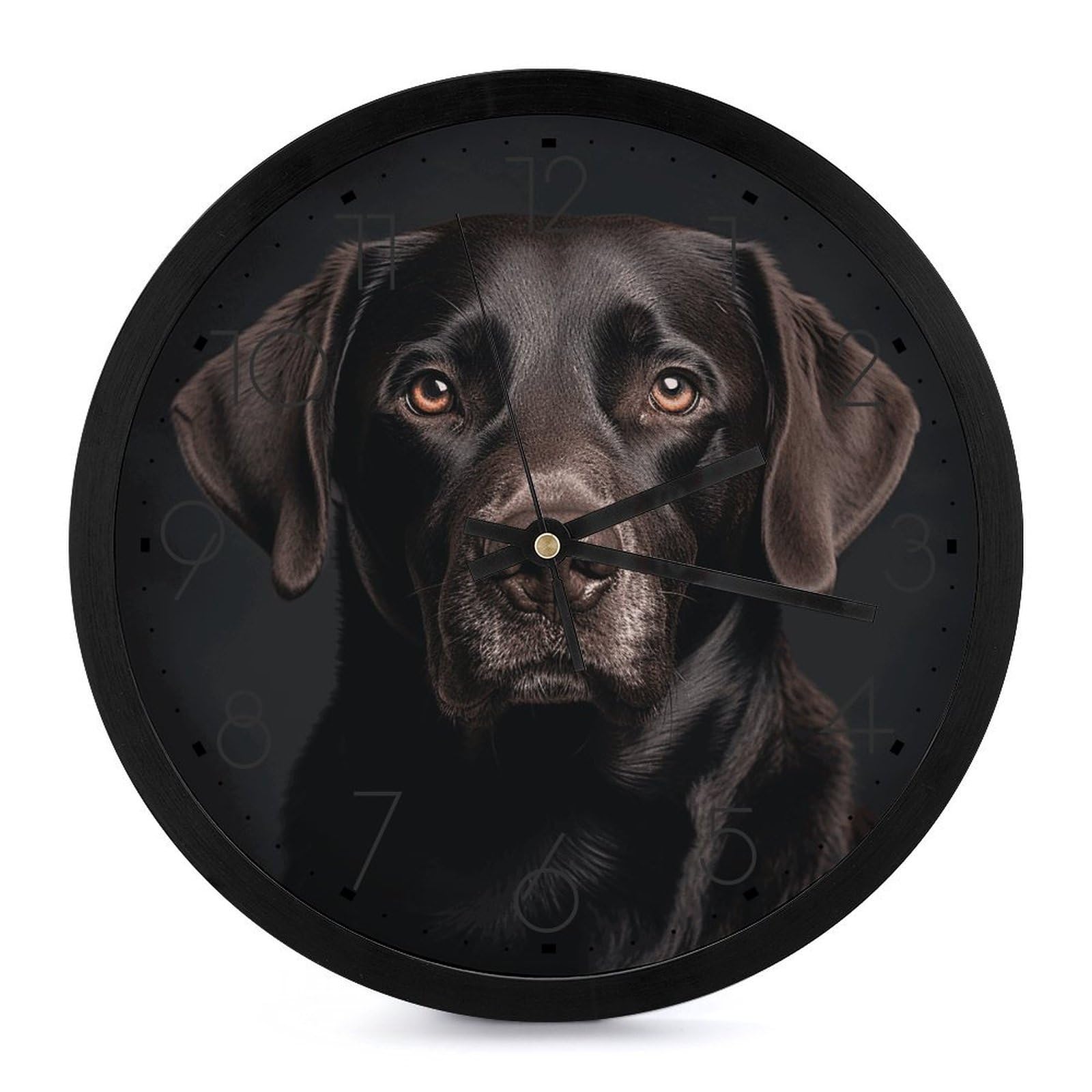 Horloge murale numérique sans tic-tac ronde à piles 25 cm noire salon