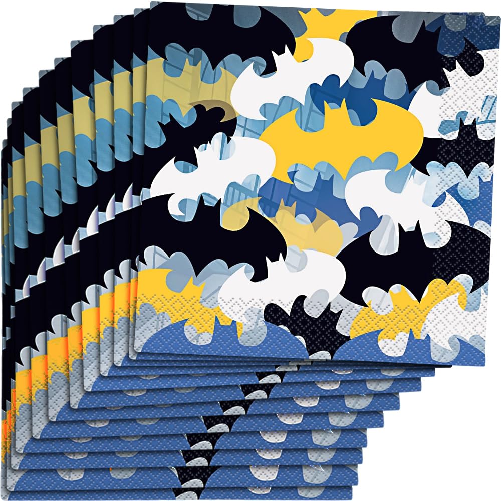Unique Batman Paper Luncheon Napkins (Pack of 16) - Multicolor Party Napkins, Perfect for Kids Birthday & Celebrations