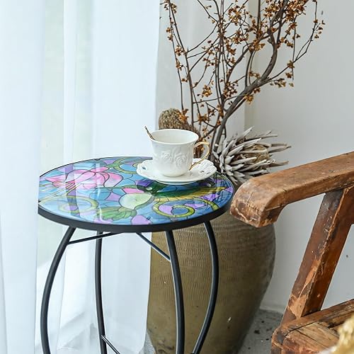 Miniatura 9 de VCUTEKA Mesa auxiliar de patio, mesa de centro para exteriores, mesa de centro bistró, mesa auxiliar para plantas, mesa de porche pequeña, mesa