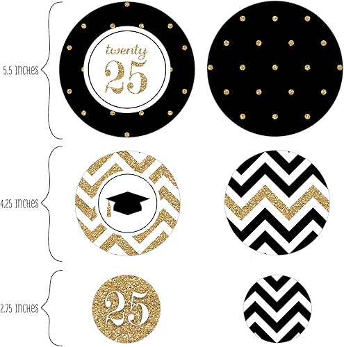 Miniatura 2 de Big Dot of Happiness Confeti de círculo gigante para fiesta de graduación dorada 2025, decoraciones para fiestas, confeti grande, 27 unidades