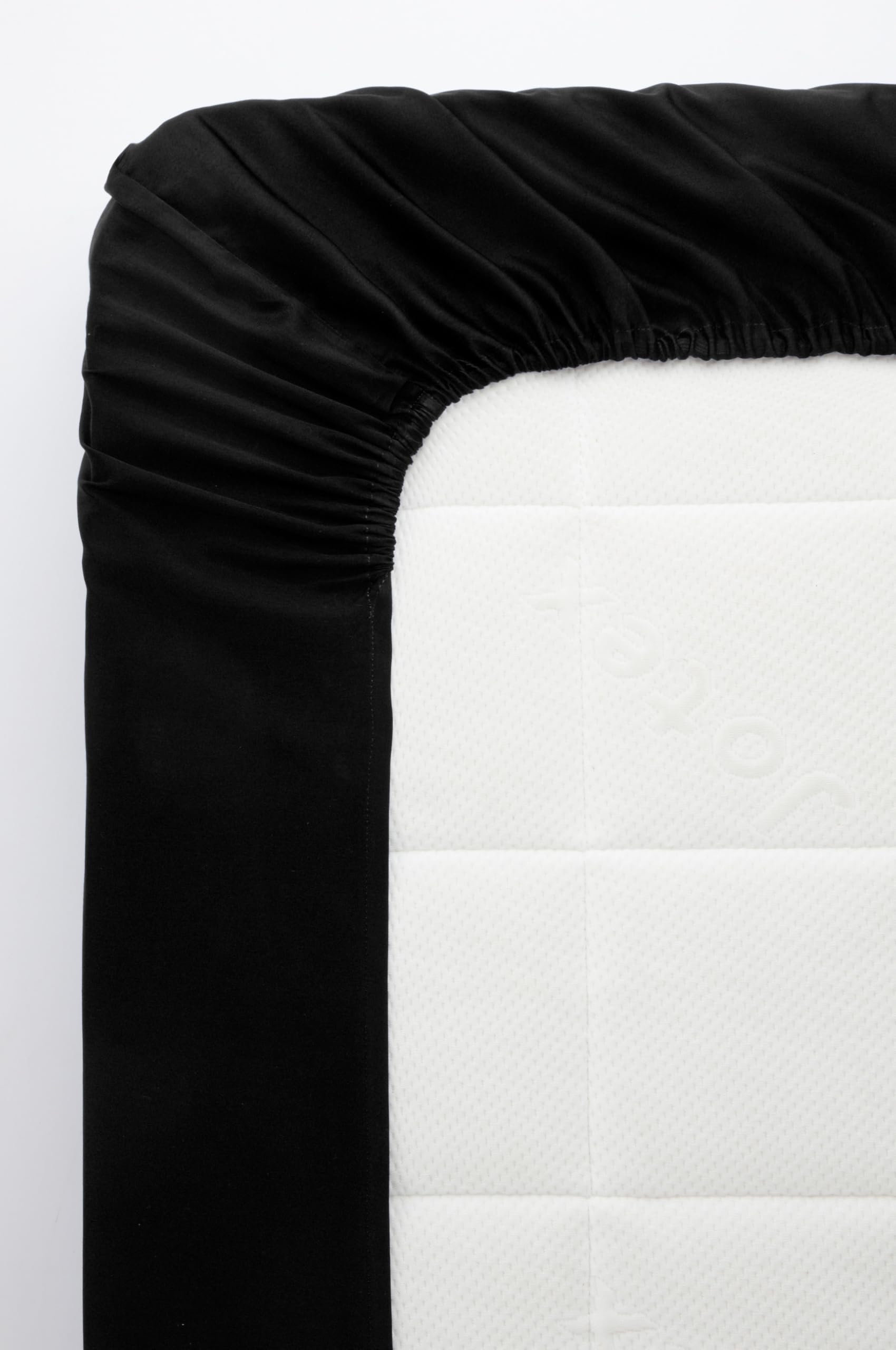 Jotex Zack Satin Fitted Sheet Exclusive Satin Made of Organic Cotton GOTS Certified Fitted Sheet with Elastic Band - Black, 120 x 200 cm