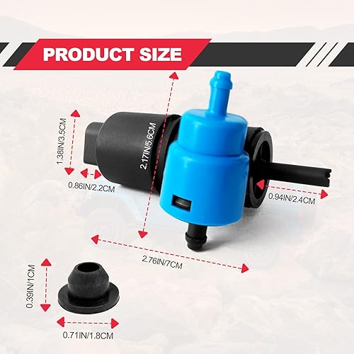 Miniatura 2 de Bomba de lavado de parabrisas, compatible con Jeep Dodge Chrysler Volkswagen Audi, BMW, Chevrolet Ford, bomba de líquido de arandela con ojal