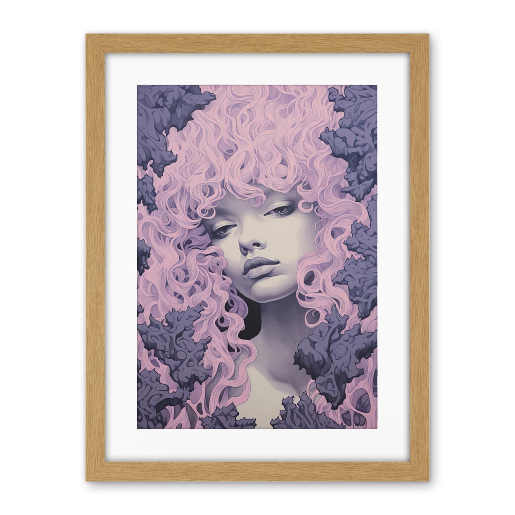 Artery8 Tree Nymph Lavender Purple Pink Woodland Forest Spirit Conceptual Artwork Framed Wall Art Print 18X24 Inch