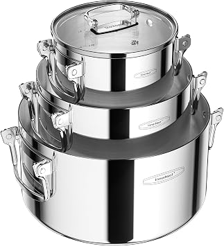 Stainless Steel Pot Set, 6-Piece Stackable Stock Pots with Glass Lids