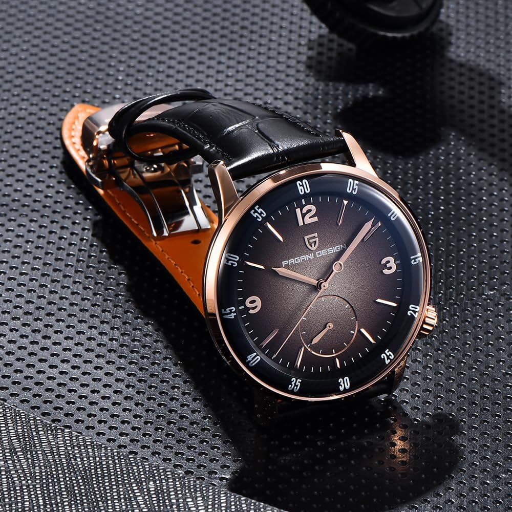 Pagani Design 1790 watch with its butterfly deployant clasp open, showing the strap mechanism.