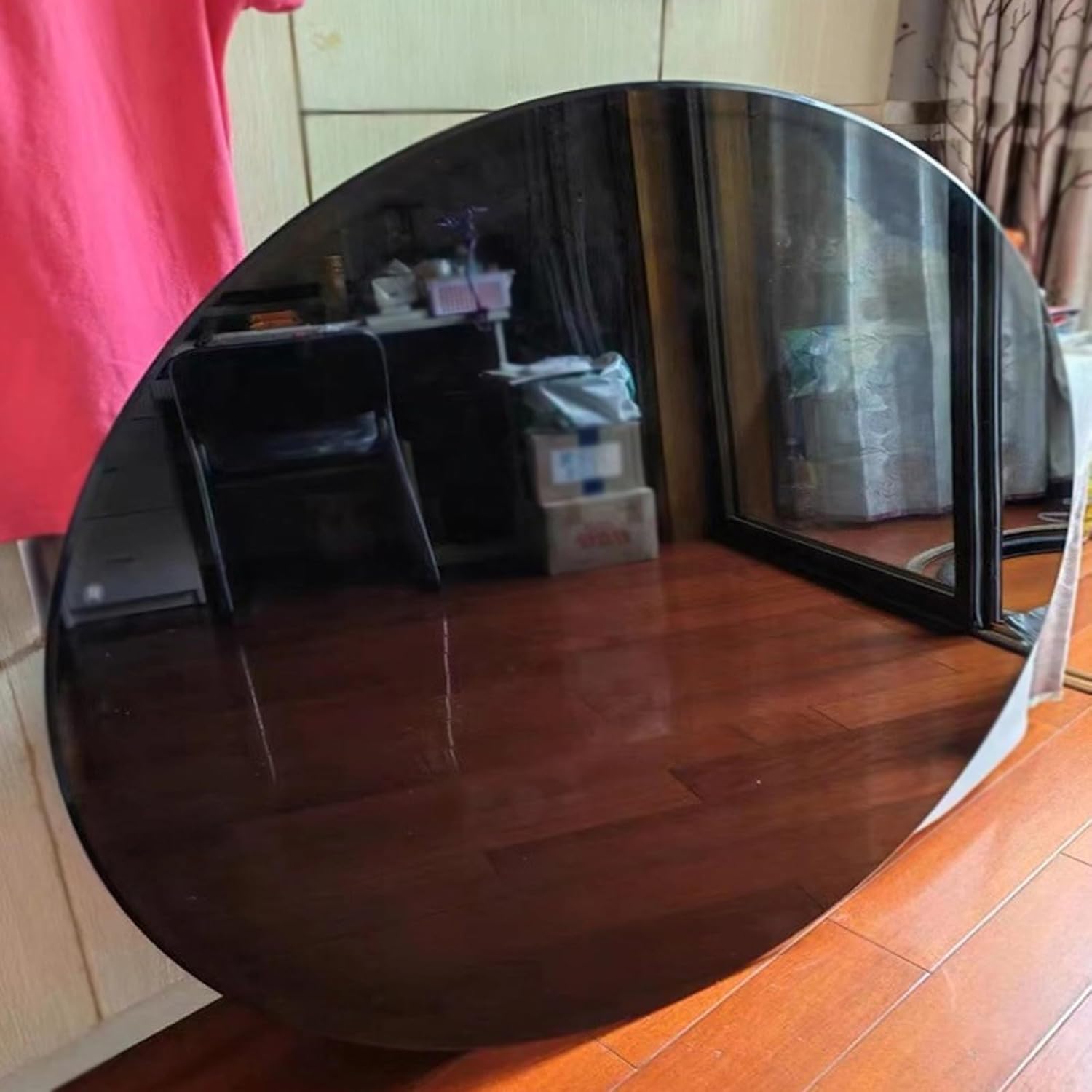 Round Black Tempered Glass Table Top,with Anti-Slip Pads,Thick Glass Surface with Polished Edge,for Dining, Coffee, Office(7OCM (28IN))