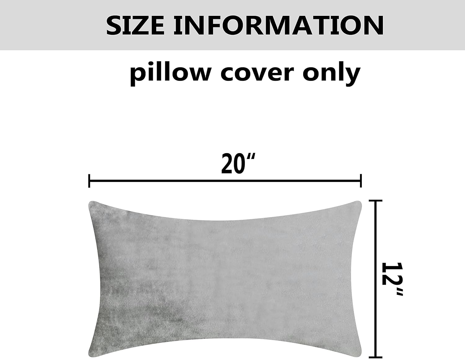 Home Brilliant Solid Velvet Rectangular Throw Cushion Cover Pillowcase for Bed Nursery Sectional Seat, 30cm x 50cm, Silver Grey
