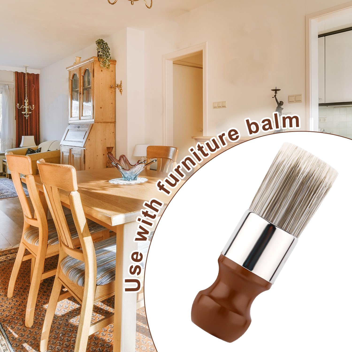 Tinoaly 3pcs Salve Brush for Leather Furniture, Soft Nylon Bristles Wood Repair Clean Brush Gentle Polish & Wax Applicator for Leather Care