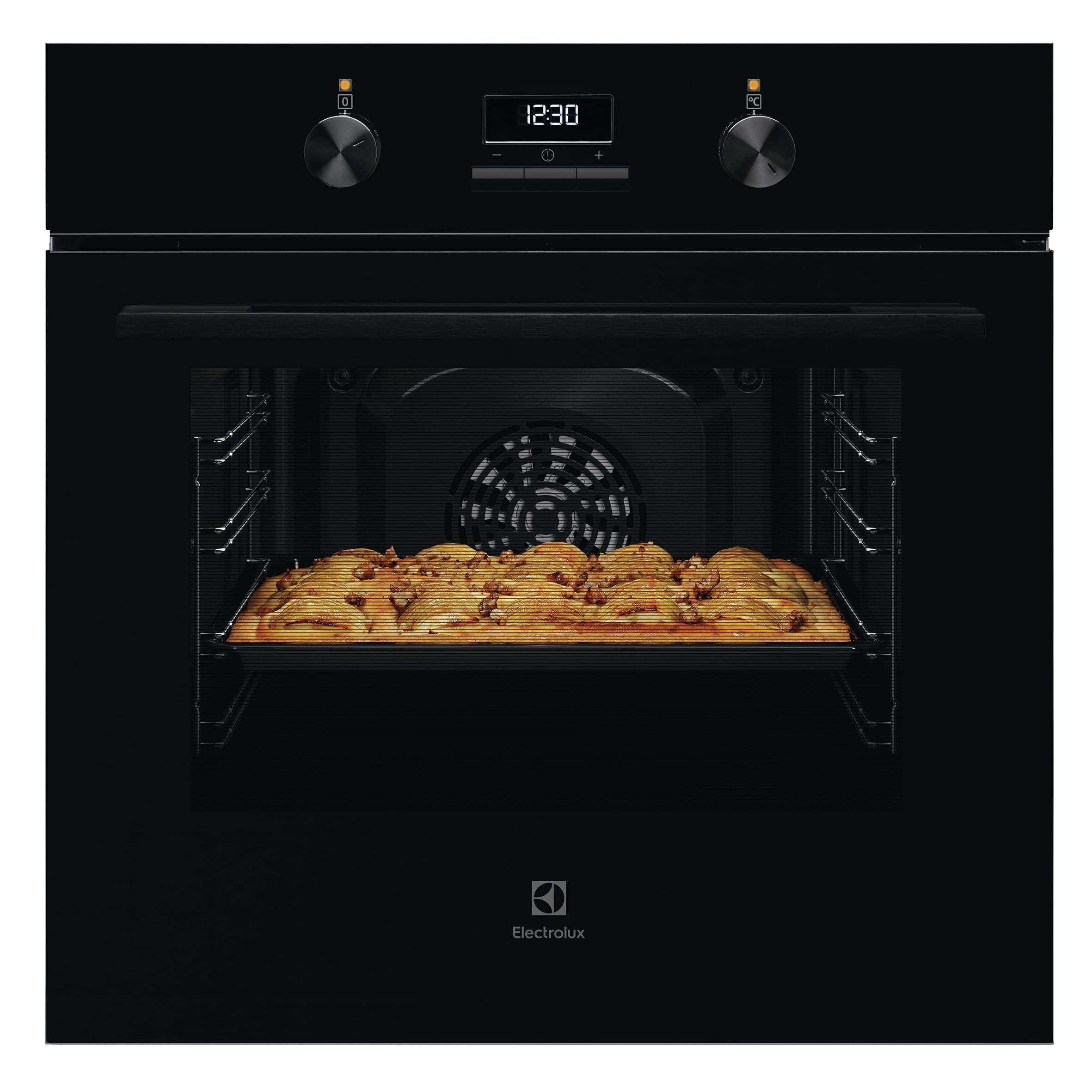 Electrolux 60cm Premium Built-In Oven with Digital Display, 65L XL Oven Capacity with Fan, Aqua Cleaning, Child Lock, Functions Includes Baking/Grilling/Defrost/Cooling Fan, UltimateTaste300 KOH3H00BK