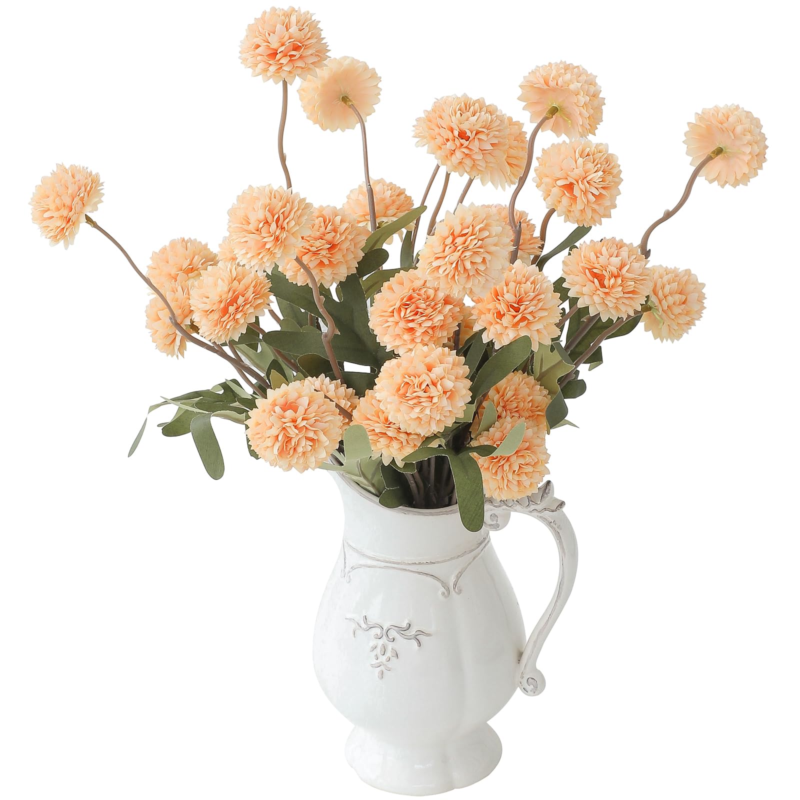 Floroom 6pcs Apricot Peach Faux Silk Mums