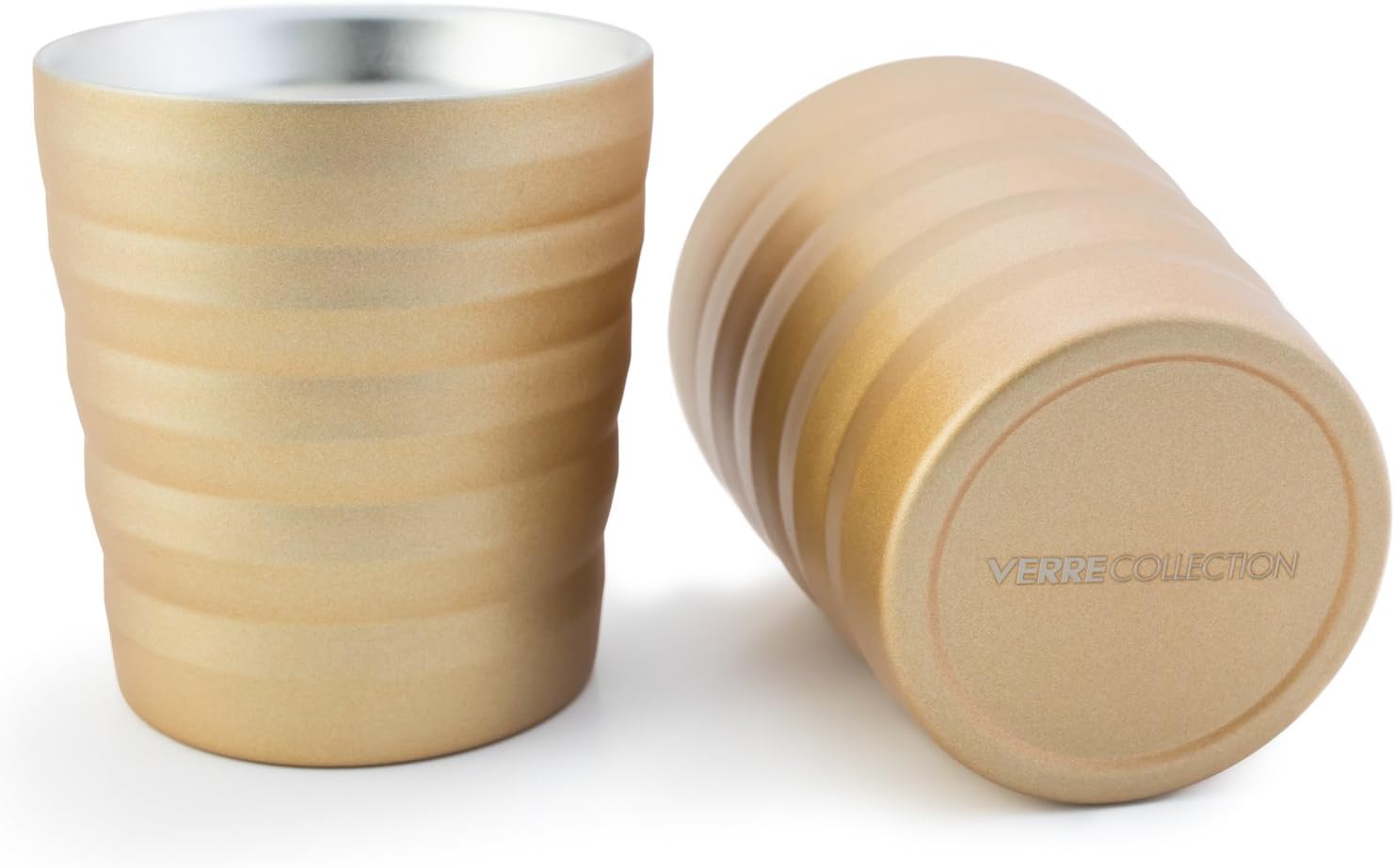 Classic Espresso Lungo Double Wall Stainless Steel Cup Set of 2, 8 Ounces Verre Collection (Gold)