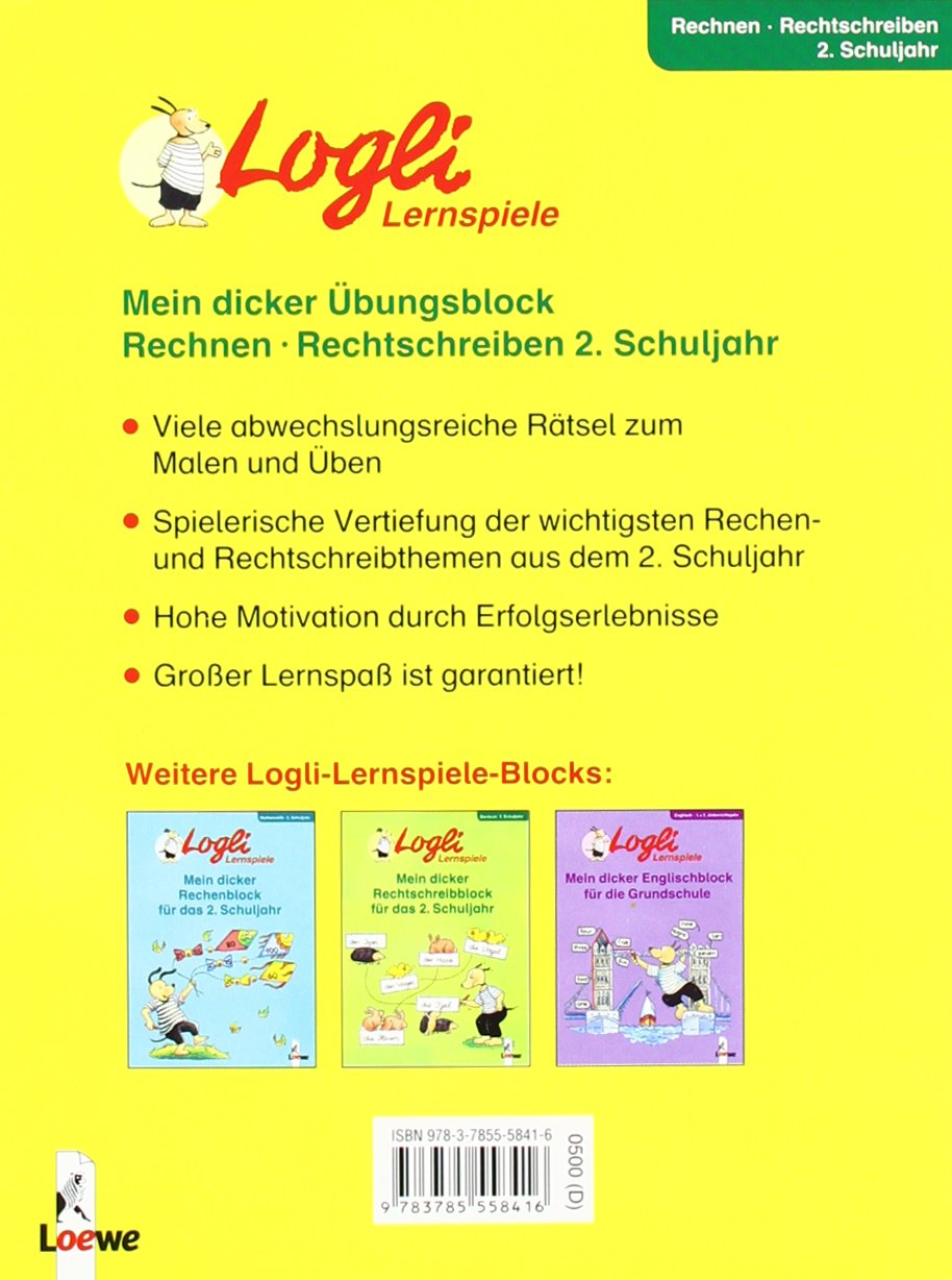 Mein dicker Übungsblock Rechnen - Rechtschreiben 2. Schuljahr (Logli Sammelblock)