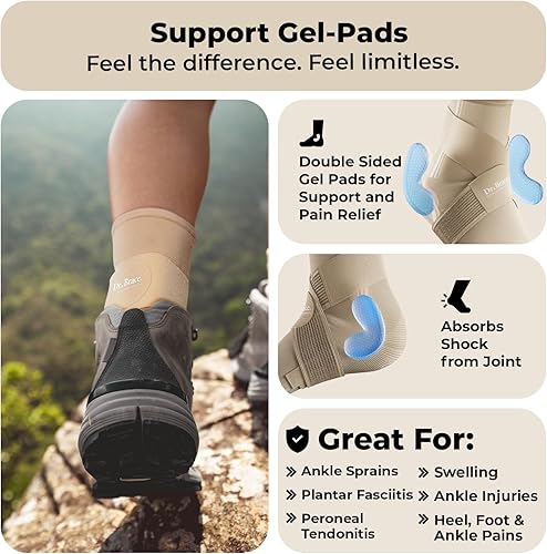 Miniatura 2 de DR. BRACE Elite - Tobillera con correa ajustable y 2 almohadillas de gel para soporte de tobillo y alivio del dolor, tobillera para esguince de