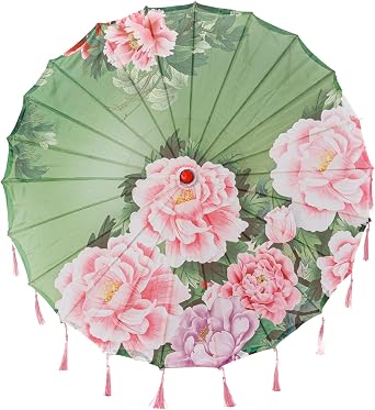 Classic Chinese Art Asian Style 22" Kids Size Silk Parasol Umbrella with Tassels for Wedding Parties, Photography, Costumes, Cosplay, Decoration And Other Events