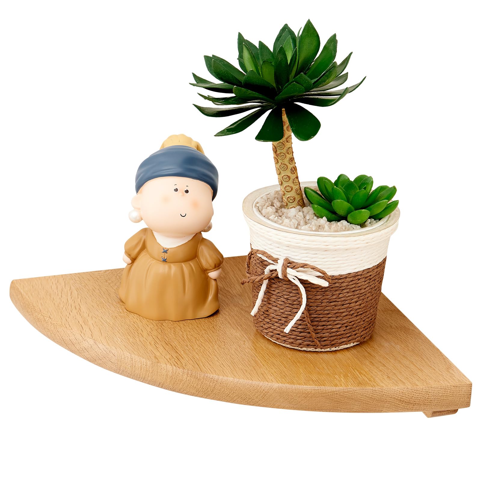 TREOAKWIS Oak Floating Corner Shelves 8.5 inch, Solid Wood Corner Shelf Wall Mounted Wall Shelves for Bedroom, Living Room, Bathroom, Kitchen, Office,