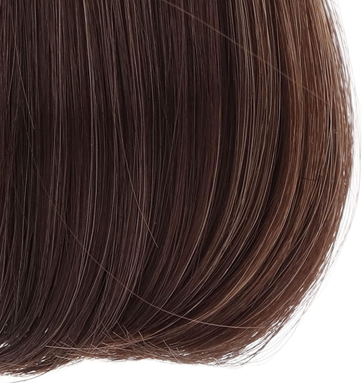 HAOHIZE Doll Wig, Doll Wig Straight Bang Shoulder Length Short Hair Soft Fiber Easy Cutting for 1/3 BJD 21~24cm / 8.27~9.45in (Dark Brown)