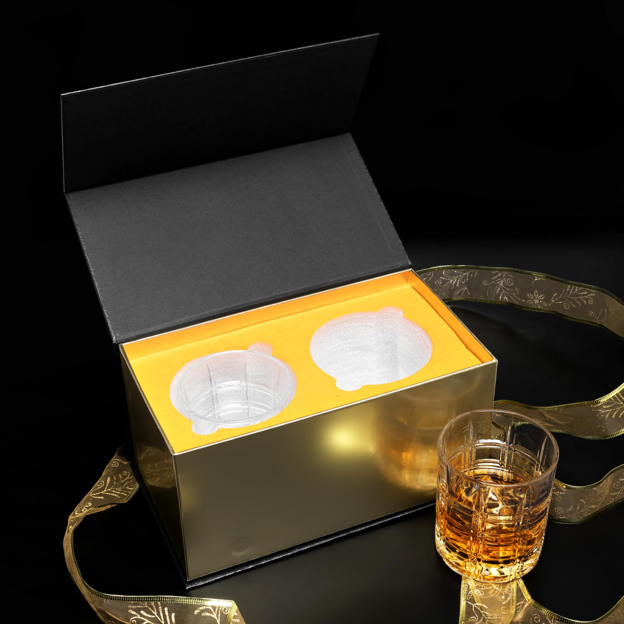 KANARS Lot de 2 verres à whisky en cristal à l'ancienne dans une boîte cadeau, 300 ml, pour scotch, whisky, cognac, bourbon, cadeau pour fête des pères, mariage