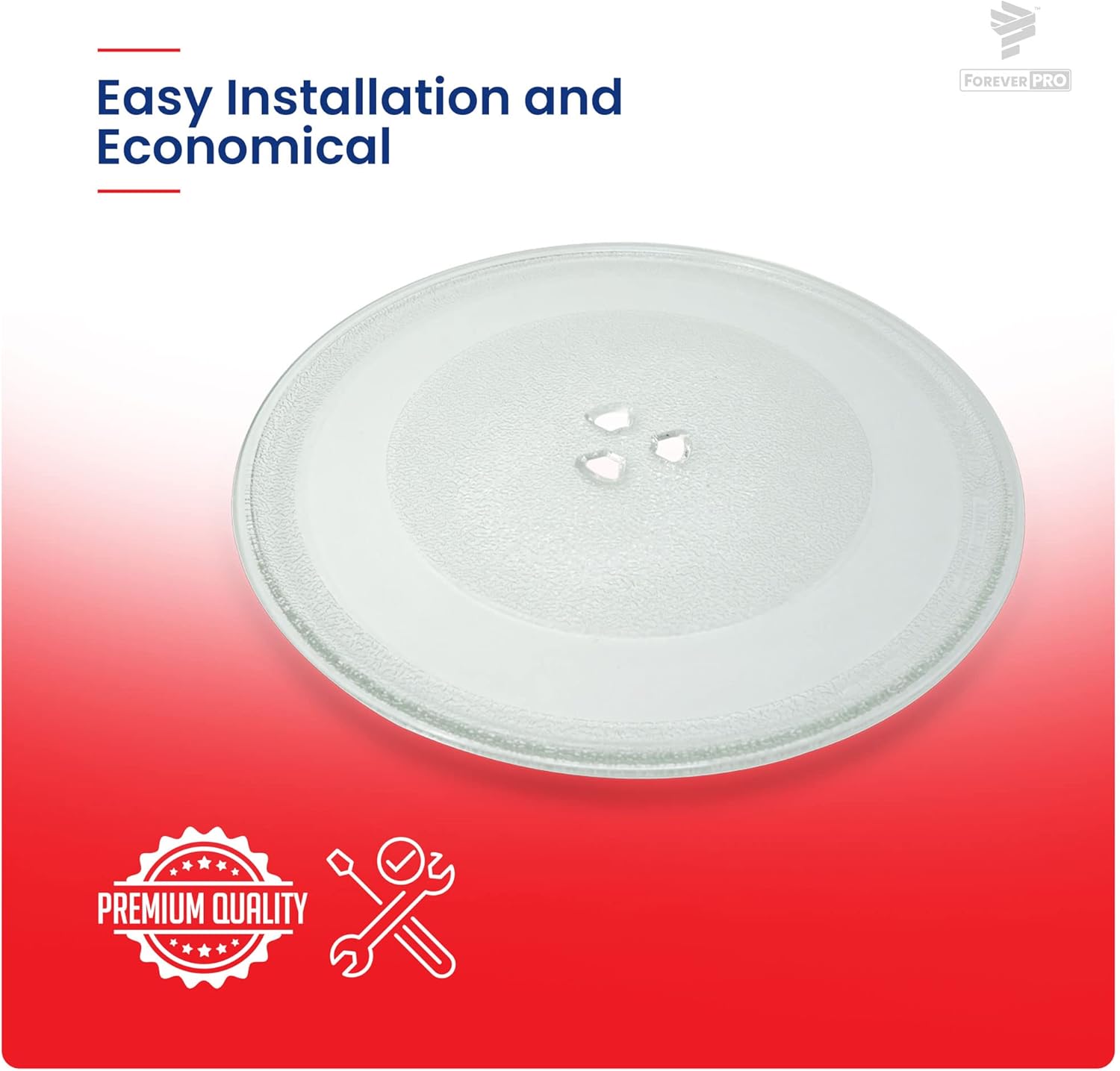 ForeverPRO High-Quality Durable 12-Inch Clear Glass Microwave Turntable Plate, Compatible with Whirlpool and Maytag and KitchenAid, Replacement for Whirlpool Microwave Glass Plate W10337247