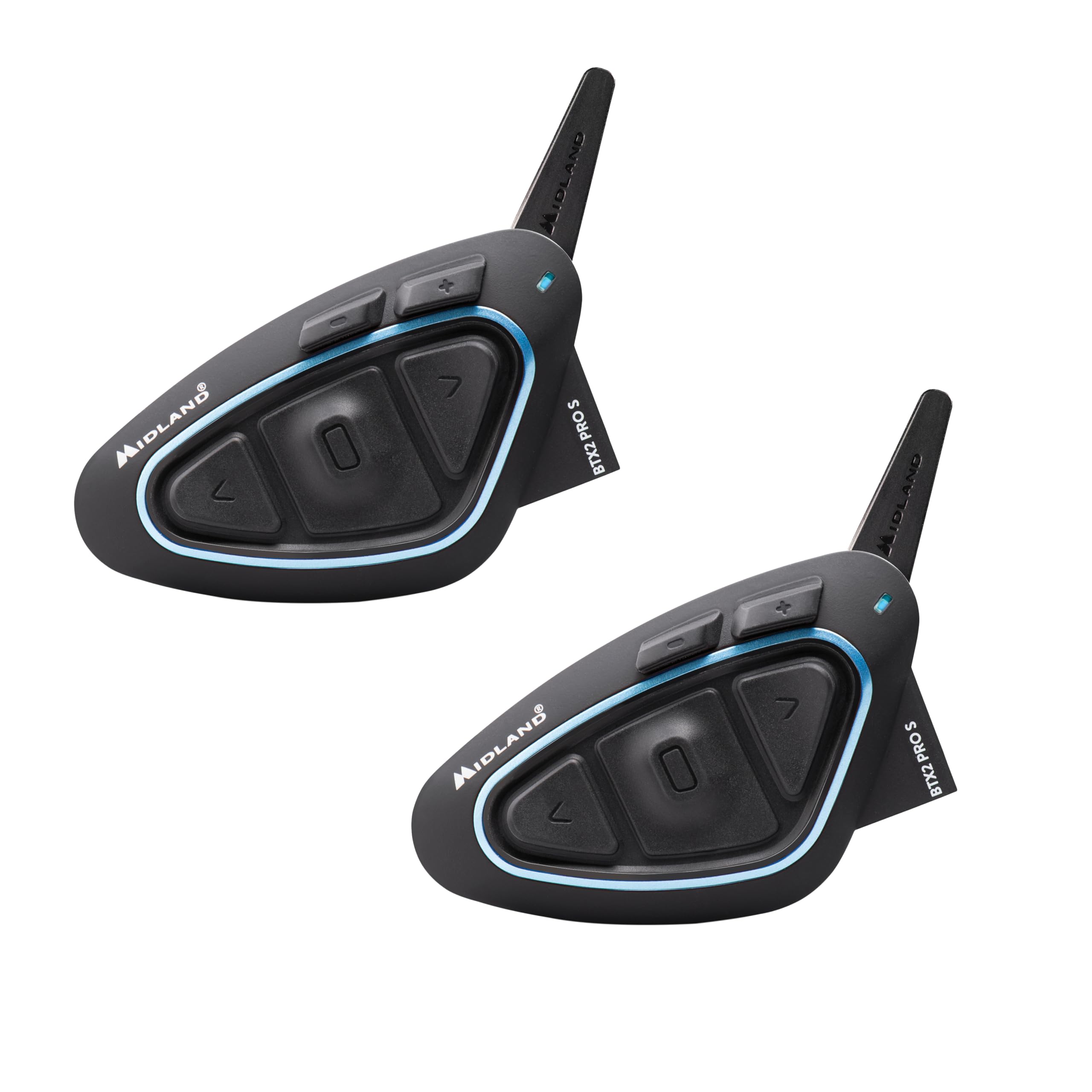 Midland - Motorcycle Intercom BTX2 Pro S LR Twin, Waterproof IPX6 Helmet Headset, Dual Bluetooth Processor, 1.6Km, 4 Pairs of Riders, 23H Battery, Noise Cancellation, Hi-Fi Audio, Universal Intercom